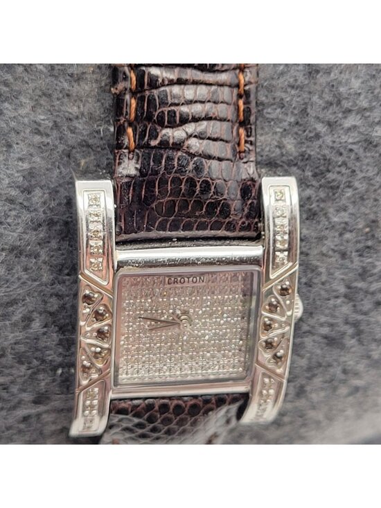 Croton Diamond Case Watch Quartz Sapphire Crystal & Diamonds * NEEDS BATTERY main image 6